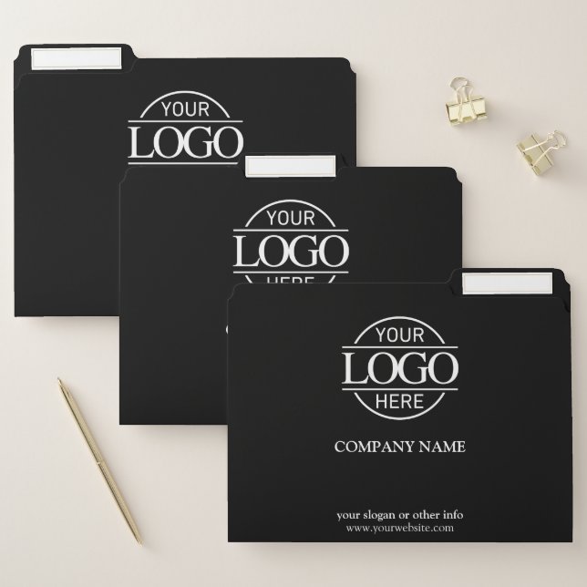 Minimalist Custom Black Company Business Logo File Folder (Set)