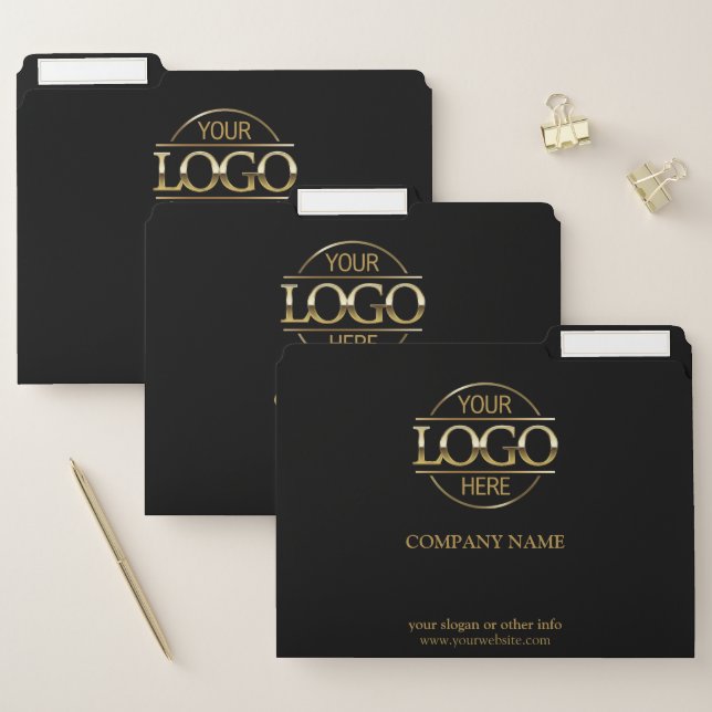 Minimalist Custom Black Company Business Logo File Folder (Set)