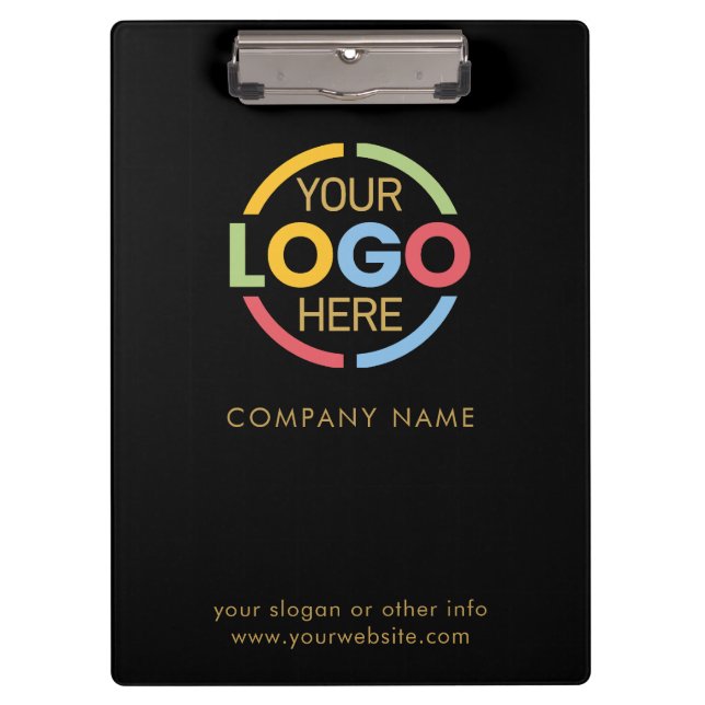 Minimalist Custom Black Gold Company Business Logo Clipboard (Front)