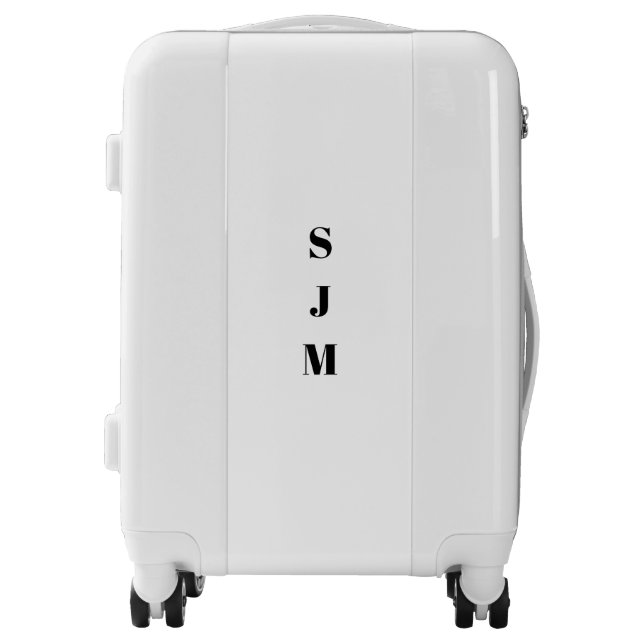 Minimalist Custom black monogram name white Luggage (Front)