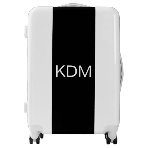 Minimalist Custom Black White Monogram Initials Luggage