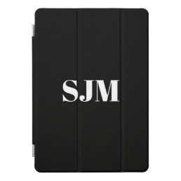 Minimalist Custom black white monogram name  iPad Pro Cover