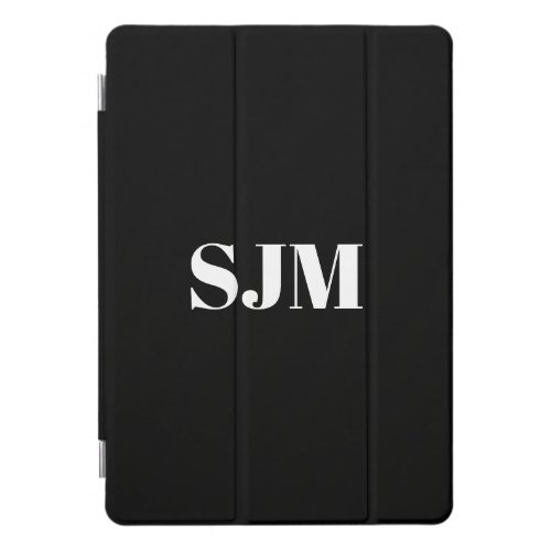 Minimalist Custom black white monogram name  iPad Pro Cover