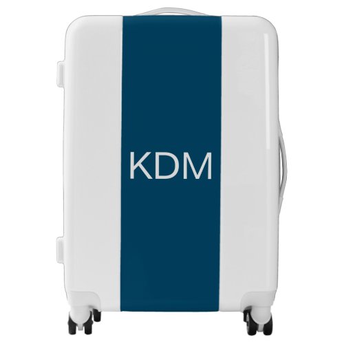 Minimalist Custom Blue Monogram Initials Luggage