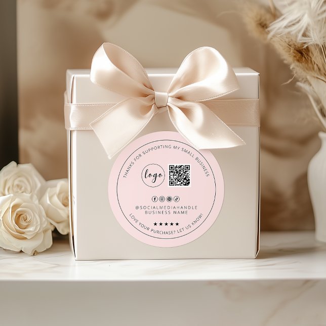 Minimalist Custom Blush Pink Thank You Sticker  (Minimalist Custom Blush Pink Thank You Sticker)