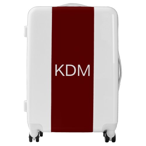 Minimalist Custom Burgundy Monogram Initials Luggage