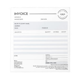 Minimalist Custom Business Invoice Sales Receipt Notepad