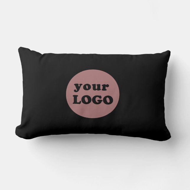 Minimalist Custom Business Logo Black Lumbar Pillow (Front)