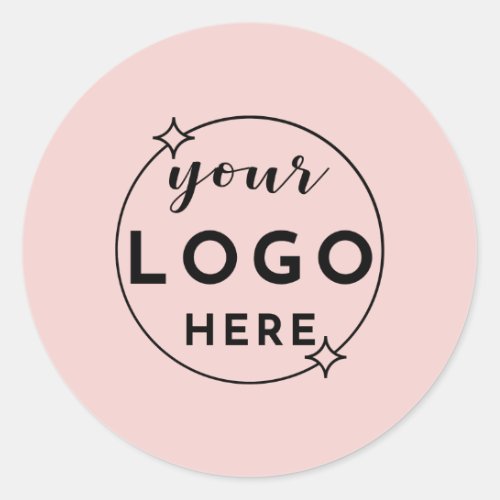 Minimalist Custom Business Logo Blush Pink Classic Round Sticker