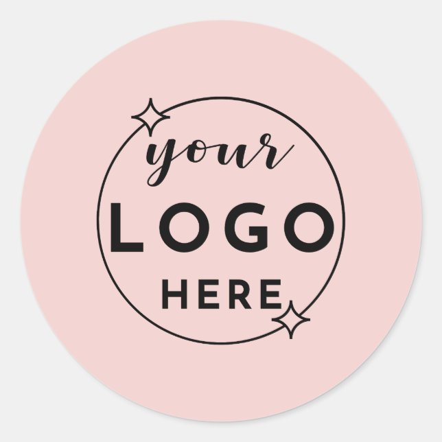 Minimalist Custom Business Logo Blush Pink Classic Round Sticker (Front)