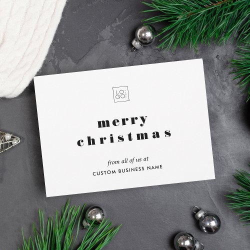 Minimalist Custom Business Logo Merry Christmas Holiday Card