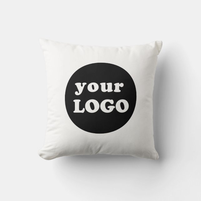 Minimalist Custom Business Logo White Throw Pillow (Front)