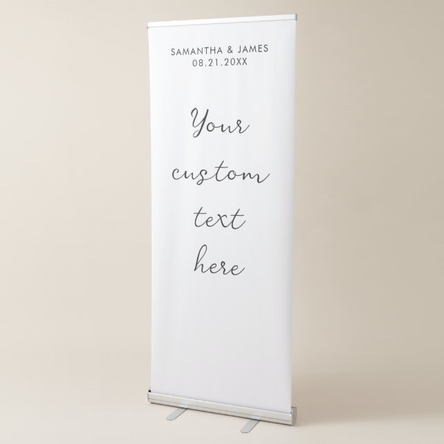 Minimalist Custom Calligraphy Script Wedding  Retractable Banner (3/4)