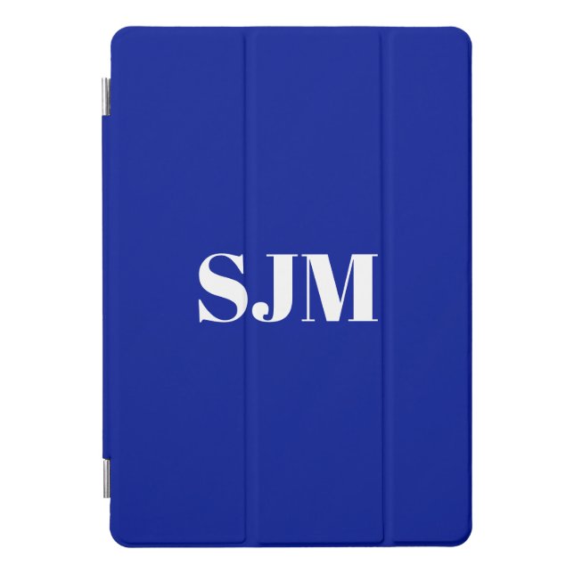 Minimalist Custom cobalt blue monogram initials iPad Pro Cover (Front)