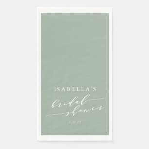 Minimalist Custom Dusty Sage Green Bridal Shower Paper Guest Towels