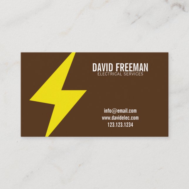 Minimalist Custom Electrician Lighting Electricity Business Card (Front)