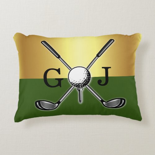Minimalist Custom Elegant Golf Monogram Accent Pillow