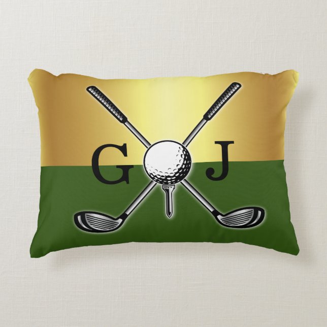 Minimalist Custom Elegant Golf Monogram Accent Pillow (Front)