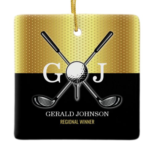 Minimalist Custom Elegant Golf Monogram Ceramic Ornament