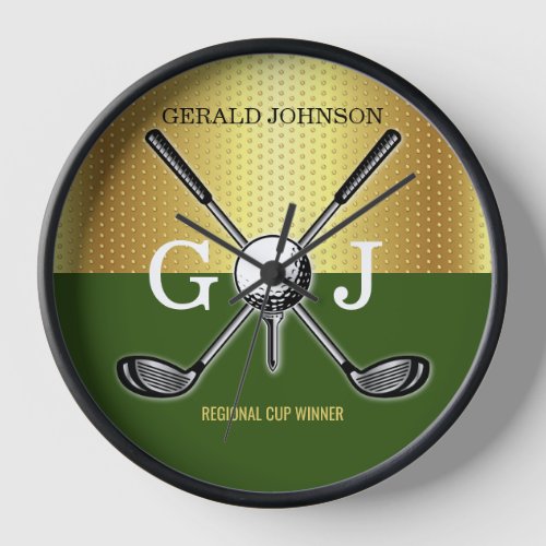 Minimalist Custom Elegant Golf Monogram Clock