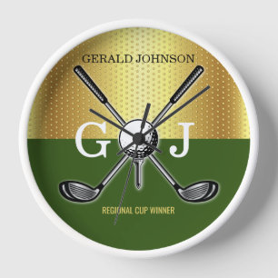 Minimalist Custom Elegant Golf Monogram Clock