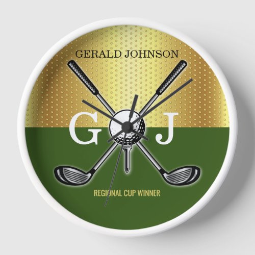 Minimalist Custom Elegant Golf Monogram Clock