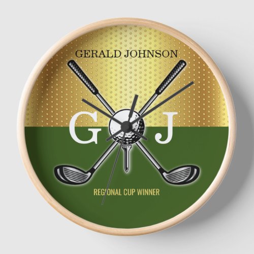 Minimalist Custom Elegant Golf Monogram Clock