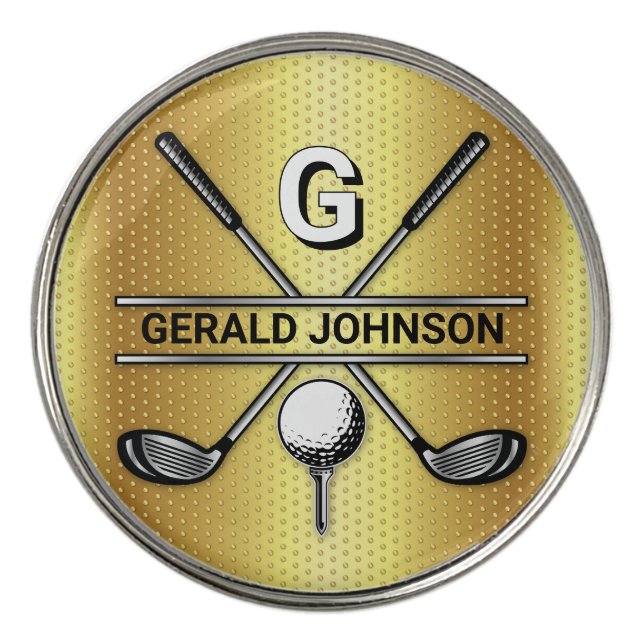 Minimalist Custom Elegant Golf Monogram Design Ball Marker (Front)