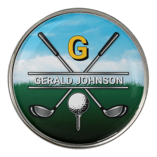 Minimalist Custom Elegant Golf Monogram Design Ball Marker (Front)