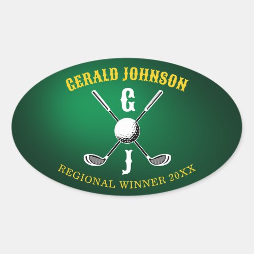 Minimalist Custom Elegant Golf Monogram Design by Oval Sticker
