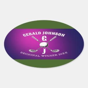 Minimalist Custom Elegant Golf Monogram Design by Oval Sticker