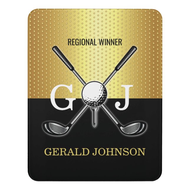 Minimalist Custom Elegant Golf Monogram Design Doo Door Sign (Contemporary Vert)