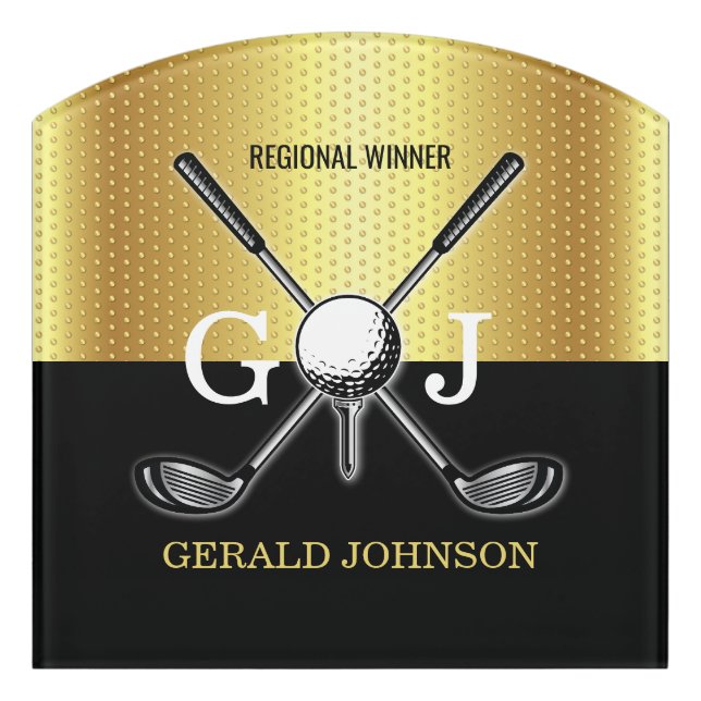 Minimalist Custom Elegant Golf Monogram Design Doo Door Sign (Contour Front)