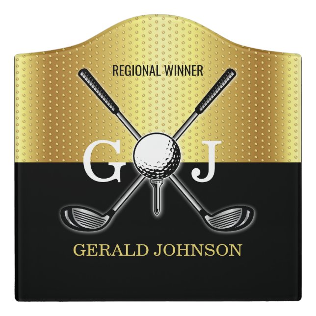 Minimalist Custom Elegant Golf Monogram Design Doo Door Sign (Large Crest Front)