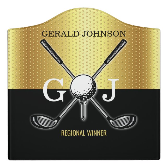 Minimalist Custom Elegant Golf Monogram Design Door Sign (Large Crest Front)