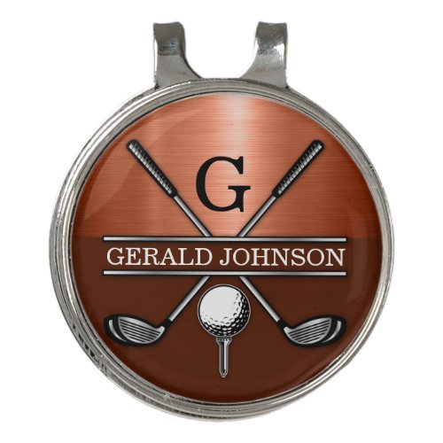 Minimalist Custom Elegant Golf Monogram Design Gol Golf Hat Clip