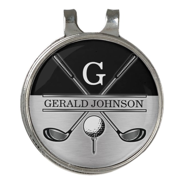 Minimalist Custom Elegant Golf Monogram Design Gol Hat Clip (Front)