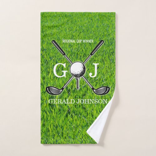 Minimalist Custom Elegant Golf Monogram Design Hand Towel