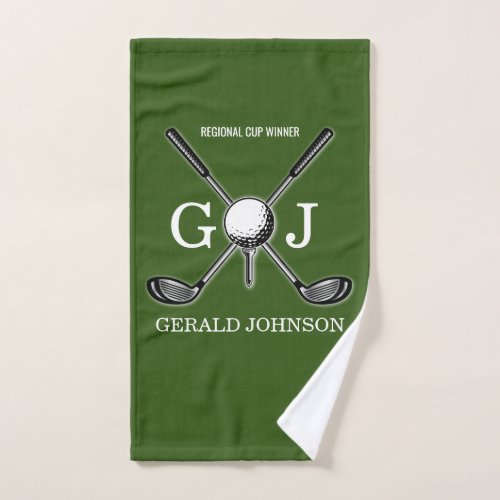Minimalist Custom Elegant Golf Monogram Design Hand Towel