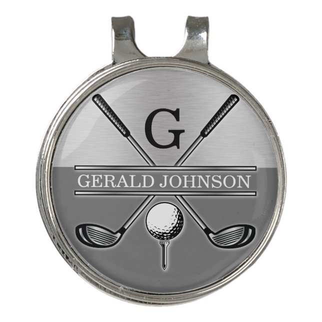 Minimalist Custom Elegant Golf Monogram Design Hat Clip (Front)