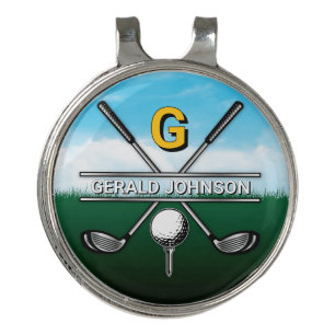 Minimalist Custom Elegant Golf Monogram Design Hat Clip