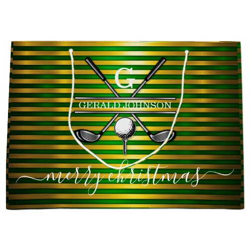 Minimalist Custom Elegant Golf Monogram Design Large Gift Bag