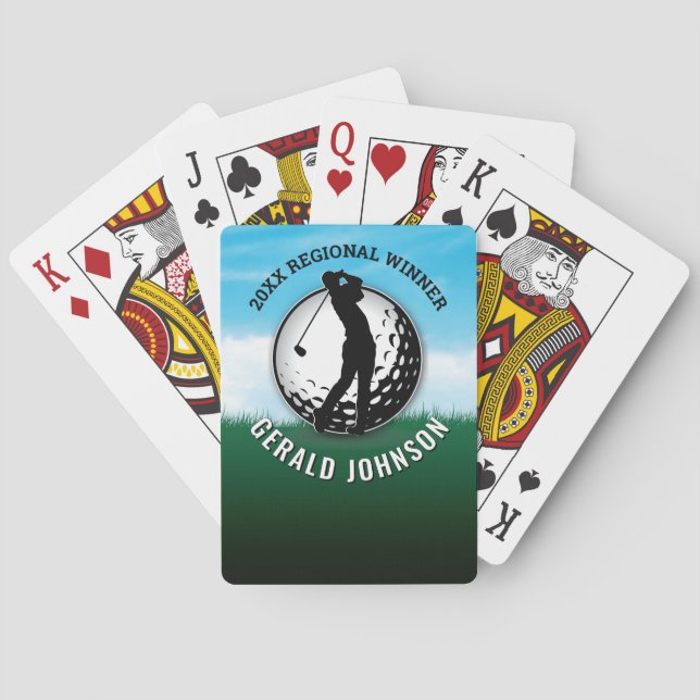 Minimalist Custom Elegant Golf Monogram Design Poker Cards (Back)