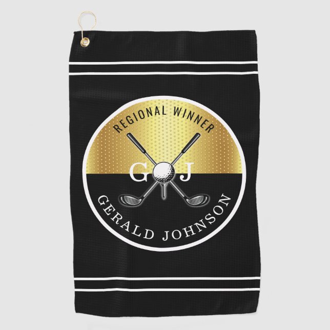 Minimalist Custom Elegant Golf Monogram Design Towel (Front)
