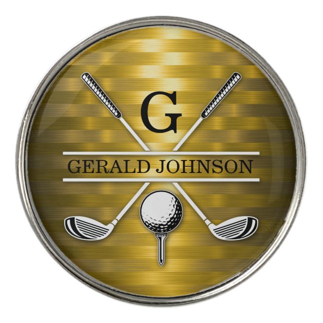 Minimalist Custom Elegant Golf Monogram  Golf Ball Marker (Front)