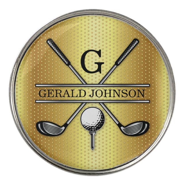 Minimalist Custom Elegant Golf Monogram Golf Ball Marker (Front)