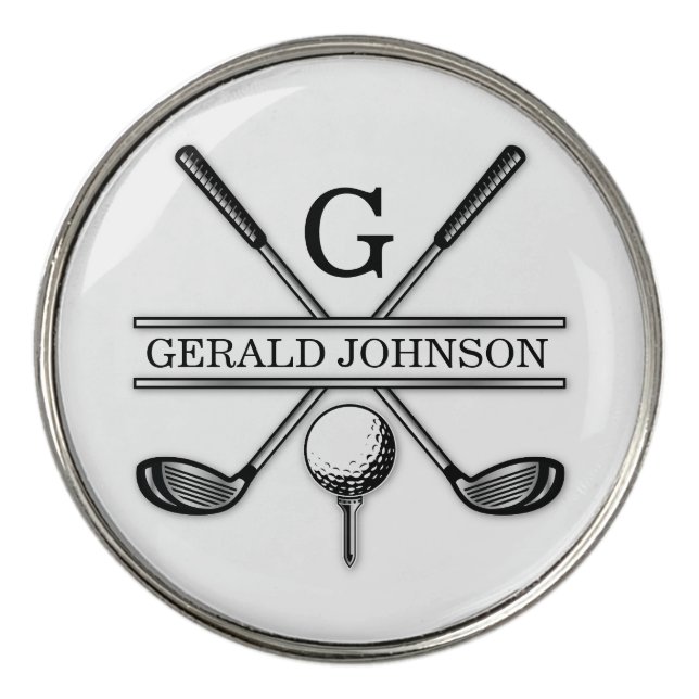 Minimalist Custom Elegant Golf Monogram Golf Ball Marker (Front)