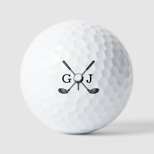 Minimalist Custom Elegant Golf Monogram Golf Balls