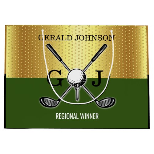 Minimalist Custom Elegant Golf Monogram Large Gift Large Gift Bag