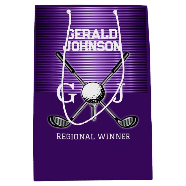 Minimalist Custom Elegant Golf Monogram Large Gift Medium Gift Bag (Front)